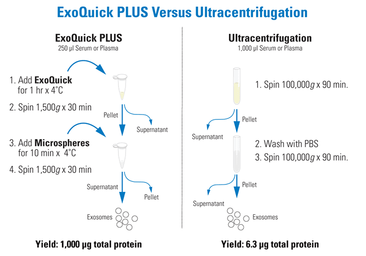 ExoQuick Plus delivers higher yields of exosomes than other isolation methods