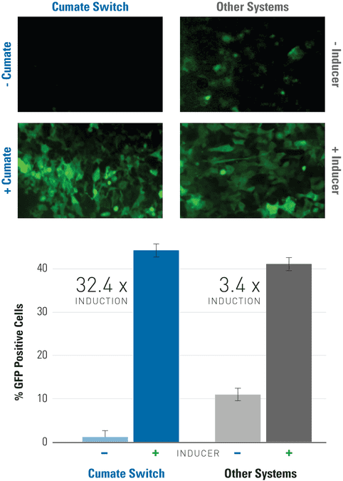 Get lower background and higher induction with the SparQ Cumate Switch System than other inducible systems